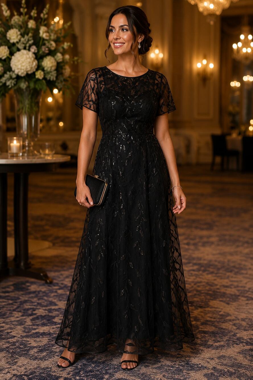 NWOT Unithorse Black Sequin Mesh Formal Gown Maxi Dress Evening Prom, 2XL
